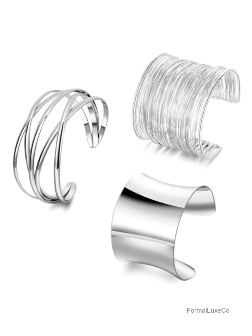 3Pcs Chunky Gold Cuff Bracelet Set Open Bangle Bracelets for Women Minimalist
